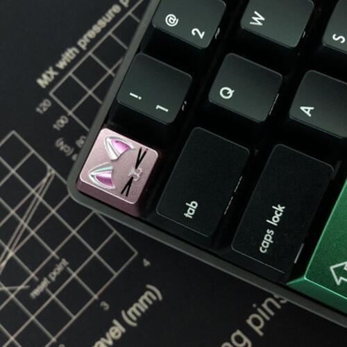 Cute Cat Ear Keycaps For Cherry MX Mechanical Keyboard Switch ESC Pink Purple Metal Custom Key Caps