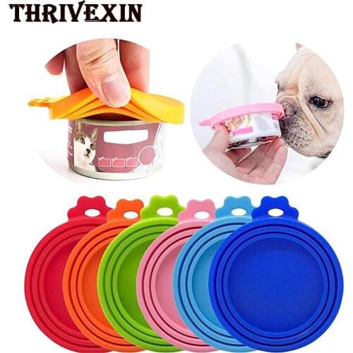 Multicolor Pet Food Can Lids Universal Silicone Covers for Dog and Cat Food Dogs Foods Snacks Seal Lid Cold Heat-resistant