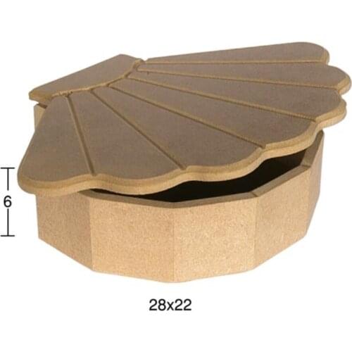 KU289 Oyster Box, Unpainted Raw Wood Mdf Box