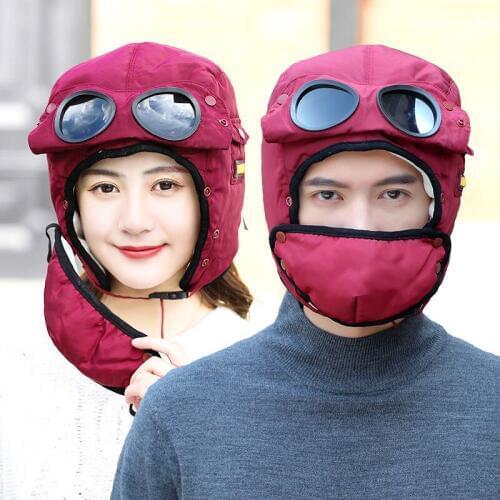 Adult Winter Goggles Ski Goggles Windproof Earmuffs Multi-Function Cap Russian Hat Outdoor Riding -OPK