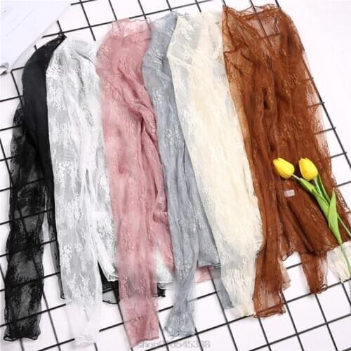 Womens See Through Mesh Basic Long Sleeve Blouse Mock Neck Embroidered Floral Lace Loose Pullover Tops N14 20 Dropshipping