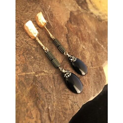 Dr Stone Natural Stone Women 'S Cat 'S Eye Stone Rose Gold Plated Earrings KR 439800188