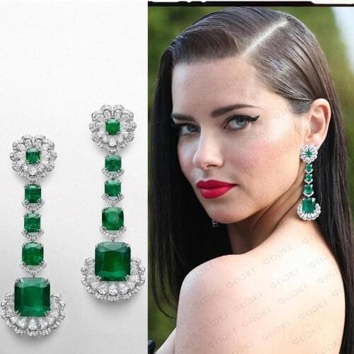 GODKI Classic Design Flower Drop Earrings For Women Wedding Micro Cubic Zircon Dubai Bridal Party Engagement Dress Earring