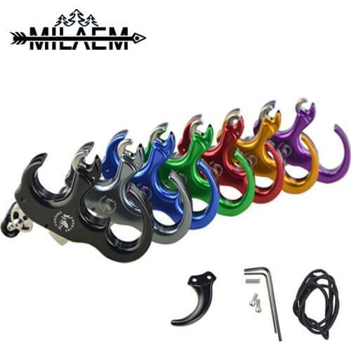 1pc Archery Compound Bow Release Aid Adjustable 3/4 Fingers Aluminum Alloy Thumb Finger Tigger Shooting Accessories