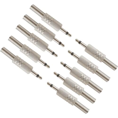 10Pcs Jack 3.5mm Mono Male Connector Audio Extension Coax Cable Soldering Terminals Adapter Converter For KTV Earphone Speaker