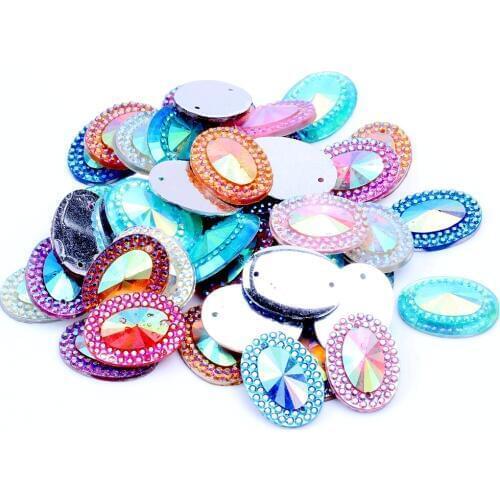 13x18mm 40/100 Piece Sew On Cabochons Oval Shape Flatback Resin Rhinestones Strass Stones Beads For Jewelry Making Decoration