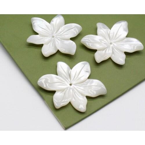 Side Hole 25MM 100% Natural White Pearl Mother Shell Flower Jewelry Earring Beads Charms DIY Jewelry Making Fittings