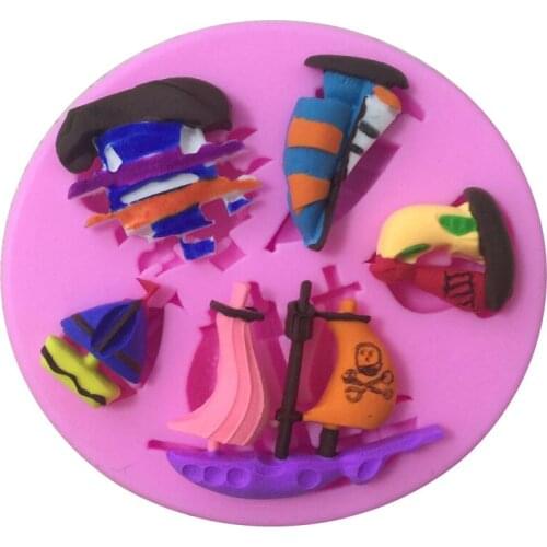 Fondant cake mold Pirate Ship Sailing shape decoration Silicone mould diy chocolate pastry cake baking tools