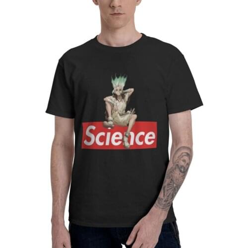 Senku Ishigami T Shirt Men Short Sleeve 100% Cotton T-shirt Japan Anime Manga Dr Stone Tee Fashion Tshirt Gift Idea