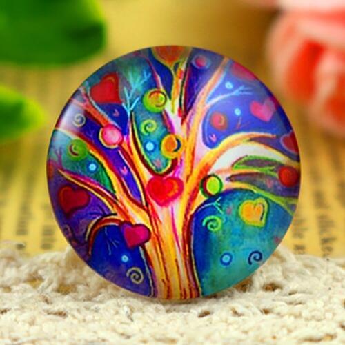 New Fashion 5pcs/Lot 25mm Fashion Tree Handmade Photo Glass Cabochons