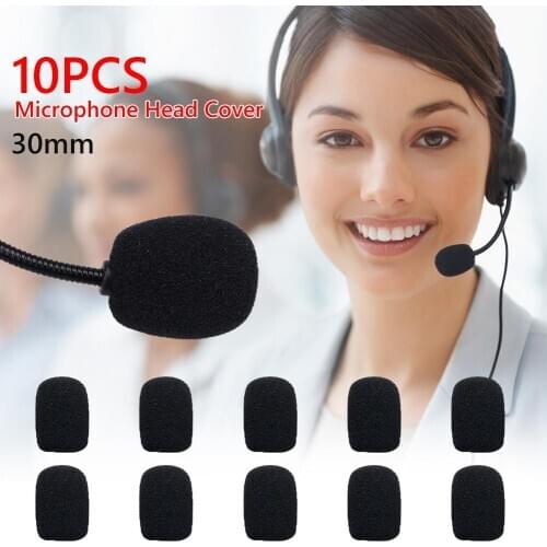 10pcs Foam Sponge Windscreen Mic Covers 30mm Soft Elastic Sponge Microphone Head Cover for Headset Sleeve Mic