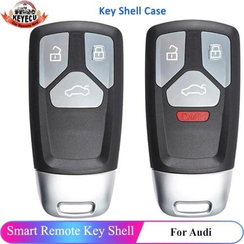 KEYECU Replacement Prox Smart Remote Key Shell Case Fob 3 / 4 Button for Audi TT A4 A5 S4 S5 Q7 SQ7 2017- up fits: 4M0 959 754