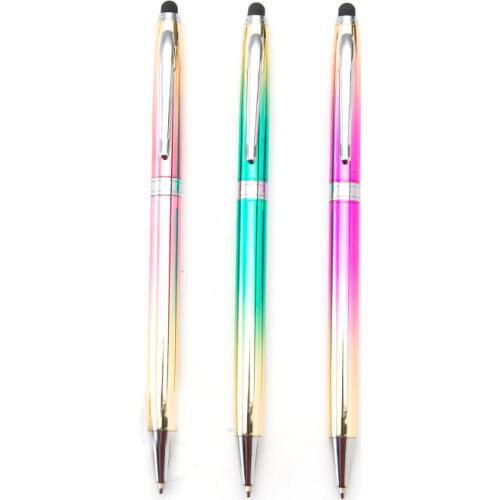 30pcs kawaii ballpoint pen fashion gradation color metal stylus touch pens for school student writing office supplies stationary