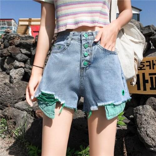 5XL Summer High Waist Short Jeans Feminino Button Plus Size Spodenki Damskie Denim Cotton Casual Loose