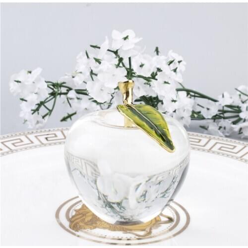 H&D Unique Crystal Apple Figurine Paperweight Art Glass Apple Collectible Statue Best for Lucky Christmas Eve Gift/Wedding Decor