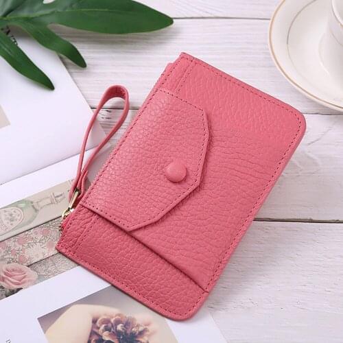Genuine Leather Credit Card Holder Fashion Clutch Bag Rfid Blocking ID Card Holder Women Wallet for Cards Unisex Coin Card Case