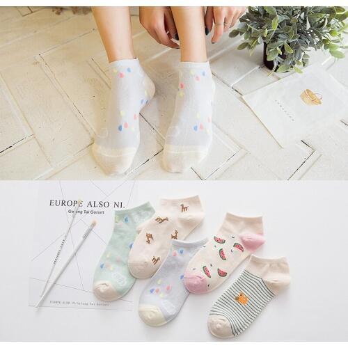 Colorful fruit Invisible Short Woman Sweat summer comfortable cotton girl womens boat socks ankle low female 1pair=2pcs ws184