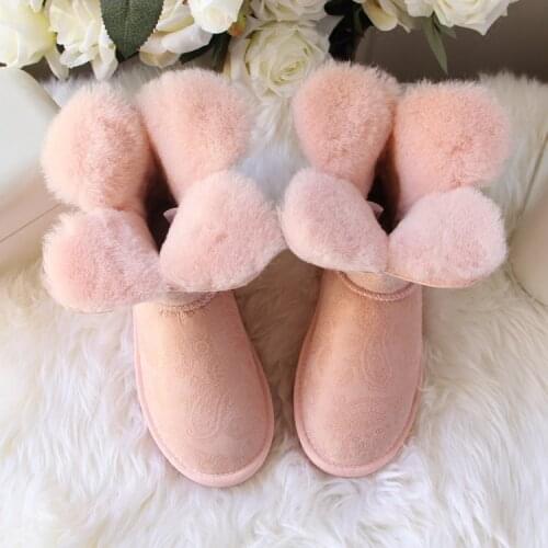 New Fashion Top Quality Women Snow Boots Genuine Sheepskin Leather Woman Winter Boots 100% Natural Fur Warm Ankle Boots Shoes
