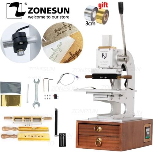 ZONESUN Hot Foil Stamping Machine With Alphabet Brass Molds Custom Logo Marking Embossing Tools For Paper Plastic Leather Wood