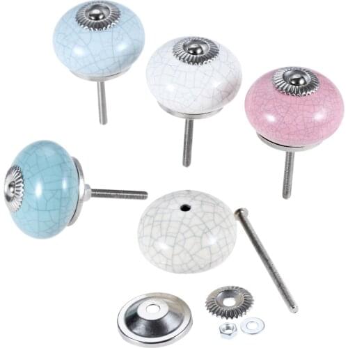 1Pc Ceramic Drawer Knobs Cracked Single hole Ball Round Handle Furniture Handle cupboard 43*26mm