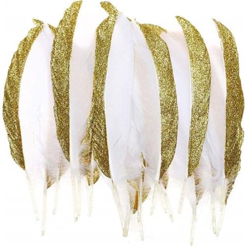 10/20pcs gold/silver goose feathers plumes DIY feathers for jewelry making plumas hats christmas decoration accessories 15-20cm