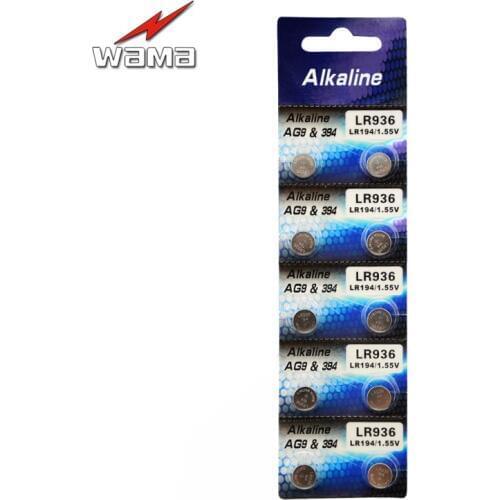 10pcs/lot Wama AG9 1.5V Watch Coin Batteries 394 L936 LR45 194 Alkaline Button Cell Batteries Drop Ship