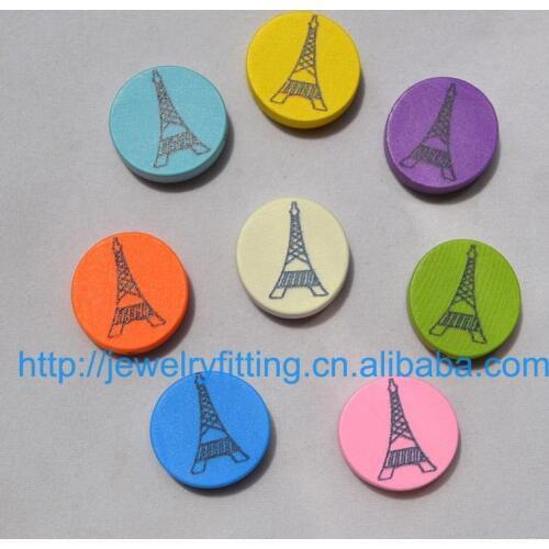 100pcs/lot DIY Fashion Jewelry Beads,20MM Cartoon Wooden Beads & jewelry making,Mix Color Printed Cartoon Tower