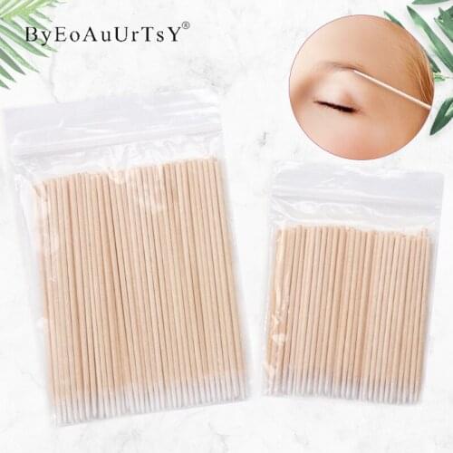 100pcs Disposable Ultra-small Brushes Swab Lint Free Micro Brushes Eyelash Extension Tool Lash, Glue Removing Tool Cotton Swabs