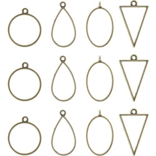 12 Pcs/set Epoxy Border Geometric Hollow Pendant Frame DIY Resin Crafts Necklace Bracelet Jewelry Accessories