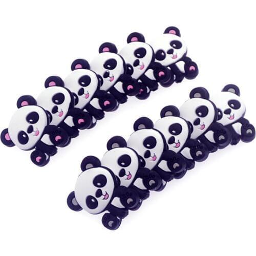 Sutoyuen 5pc Food Grade Cartoon Silicone Beads Mini Panda Baby Teether Bead BPA Free Chewing DIY Pacifier Baby Teething Toys