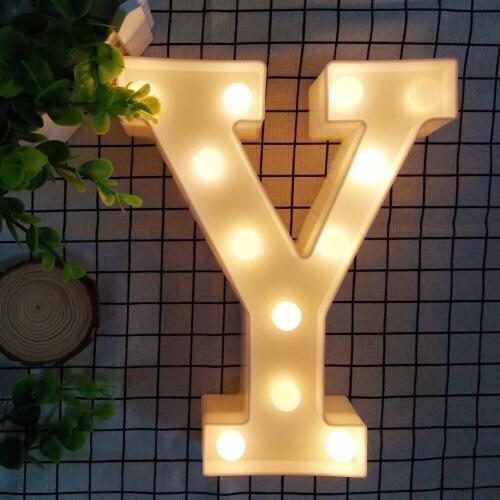 AmmToo 26 Letter LED Nightlight Sign Marquee Sign Alphabet DIY Warm White Night Light Wall Lamp For Wedding Birthday Party Decor