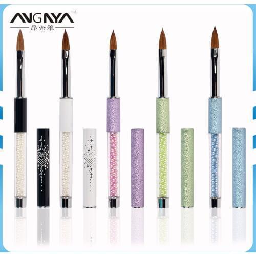 ANGNYA 2018 New Arrival Pure Kolinsky Hair Beauty Pearl Inside Nail Acrylic Brush Size#10 Pure Color Hot Sale 1pcs A045