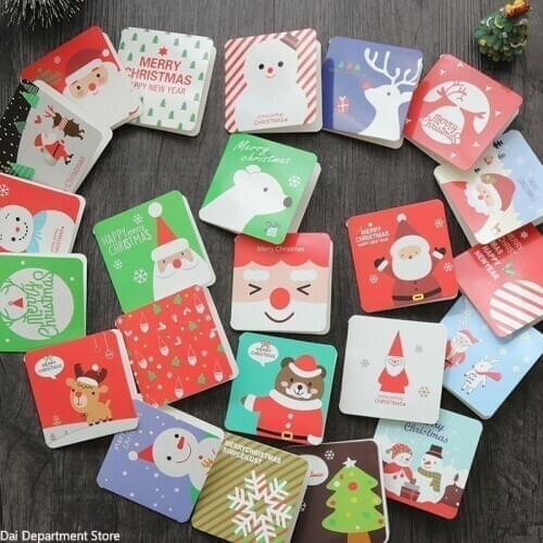 Free shipping144pcs/LOT 7*7cm Merry Christmas Wish Greeting Cards Decoration Message Card With Envelope Small Gift Card