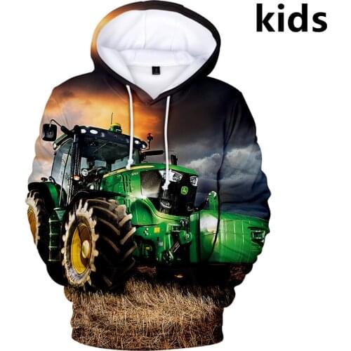 2 To 14 Years Kids Hoodies Tractor Pattern 3D Print Hoodie Sweatshirt Boys Girls Harajuku Truck Cartoon Coats Children Clothes