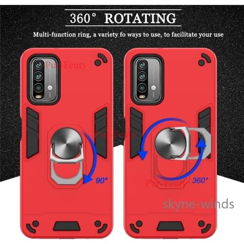 For Xiaomi Poco M3 Redmi 9 Power T Note 9 Battle Armor Series case ring buckle two in one cover for PocoM3 Redmi9 Power T Note9