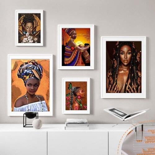 HUACAN Portrait Diamond Painting African Woman Full Drill Diamond MosaicGirl Picture Of Rhinestones Gift