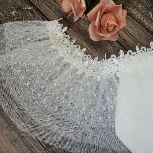 1Yards Latest Embroidery Lace Fabric 12cm Guipure Dot Lace Ribbon White Tulle Lace Fabric Sewing Trim Dress Clothing Craft QA22