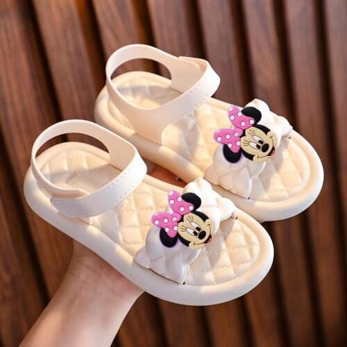 Disney Minnie summer girls sandals 2021 new princess shoes little girls student sandals non-slip beach sandals