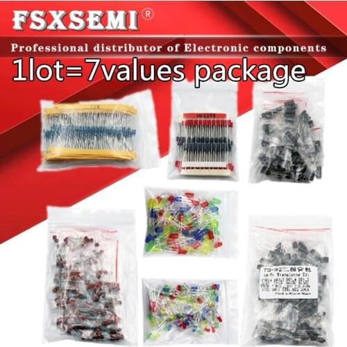 Metal film Resistor assortment kit led diodes Electrolytic Capacitor Ceramic set transistor Pack diy electronic components Kits
