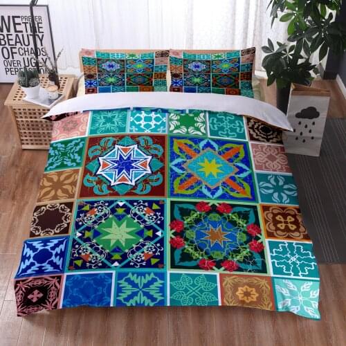 Fashion Personality Geometric Square Pattern Bedding Set Family Bedroom Decoration Teenager Adult Set Twin Full Queen King size