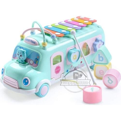 Musical Instrument Baby Toys Push Pull Xylophone Bus Car Toys for Baby School Bus Toy Learning Educational Toys for Kids Toddler