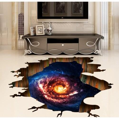 New wall sticker 3D broken wall star black hole living room bedroom corridor decoration sticker