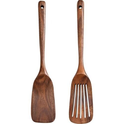 Natural Wooden Cooking Shovel Spatula Turner Kitchen Utensil Tools Non-stick Long Handle Cookware