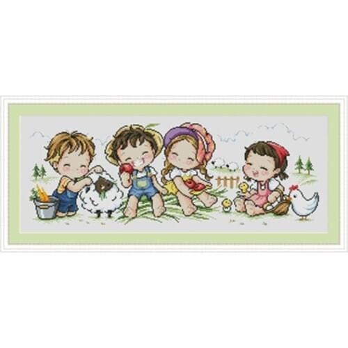 Farm story patterns Counted Cross Stitch 11CT 14CT 18CT DIY wholesale Chinese Cross Stitch Kits Embroidery Needlework Sets