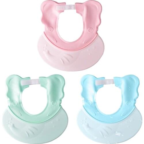 Baby Shower Cap with Ear Protection for Bathing Washing Hair Soft Hat Adjustable Waterproof Shampoo Shower Cap for Kids