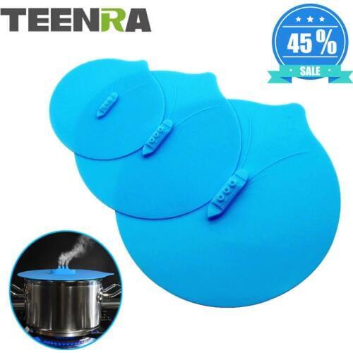 TEENRA 3PCS Silicone Steam Ship Pot Lids Pressure Cooker Lid Seal Silicone Cover For Pan Silicone Lid Spill Stopper Kitchen Tool