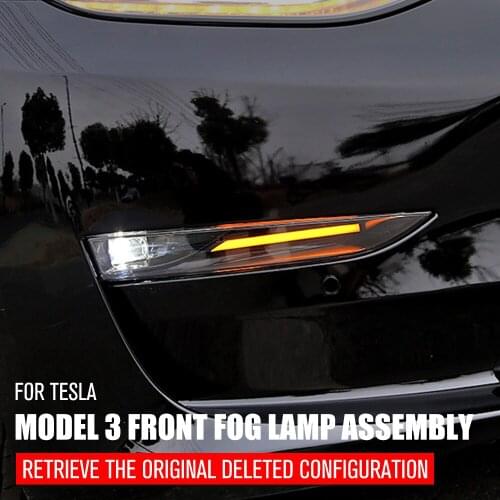 For Tesla Model 3 Front Fog Lights LED Assembly Exterior Functional Accessories Upgrading Of Stroble Driving Lamp 2017-2020