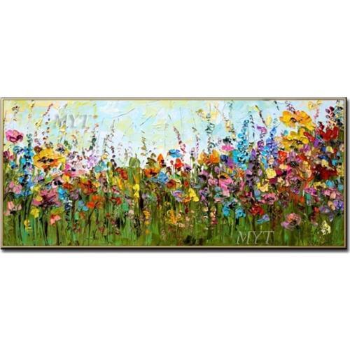 The Green Grass Was Covered With Flowers Of all Colors Oil Painting Handpainted Paintings Wall Art Home Decor Picture On Canvas