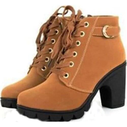 Womens Boots Block Heel Boots Block Heel Closed Toe Booties Ankle Boots Vintage Daily Suede Buckle Solid Colored