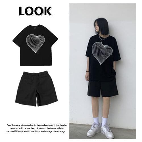 Womens Summer Casual Suit Female Korean Student Sports Style Loose Short-sleeved Shorts Two-piece Suit